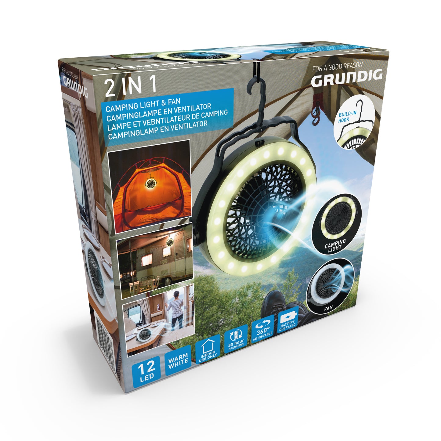 Camping Lamp En Ventilator 2-In-1