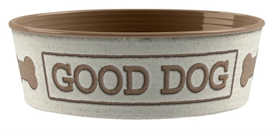 Tarhong Voerbak Good Dog Melamine Wit Taupe