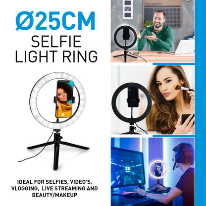 Selfie Ringlamp Op Statief 25 Cm