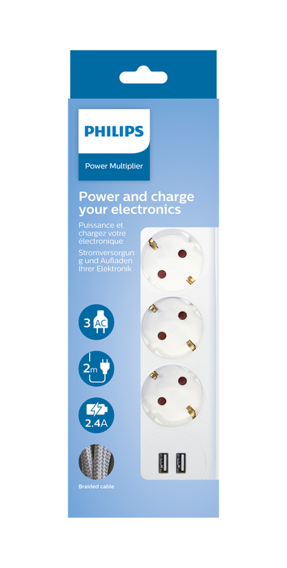 3-Voudige Stekkerdoos Met Usb Spn3032Wa/10 230V Wit