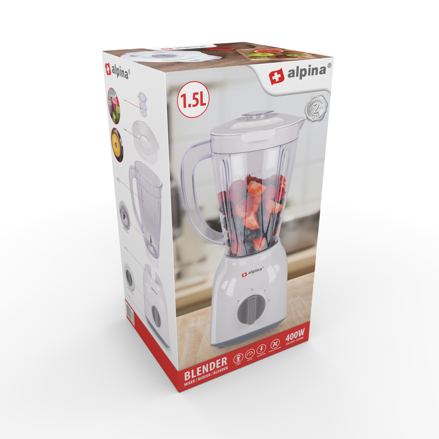 Blender 1,5 Liter 400 Watt Wit