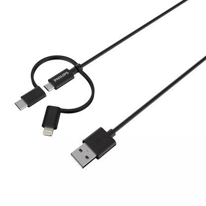 3-In-1 Oplaadkabel Dlc3104T/03: Lightning Usb-Kabel, Micro-Usb, Usb-C