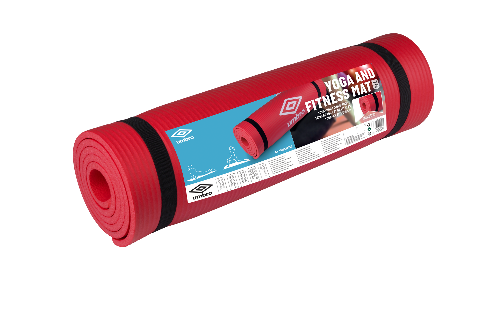 Yoga Mat Met Band Rood 190 X 58 X 1 Cm